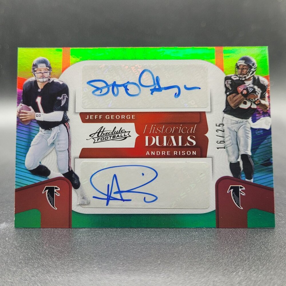 2022 ABSOLUTE FOOTBALL HISTORICAL DUAL AUTO JEFF GEORGE & ANDRE RISON GREEN /25